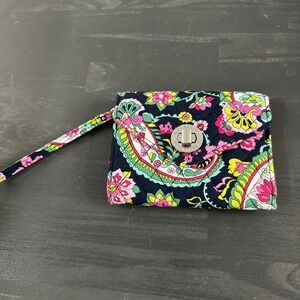 Vera Bradley Paisley Petal Turn Lock Floral Wallet Wristlet Pockets Organize EUC